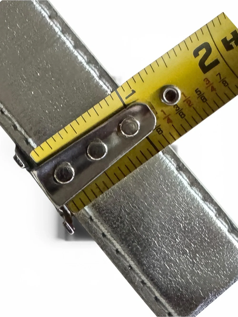 Genuine Leather Metallic Silver Skinny Belt Silver Tone Buckle 1” x 40”